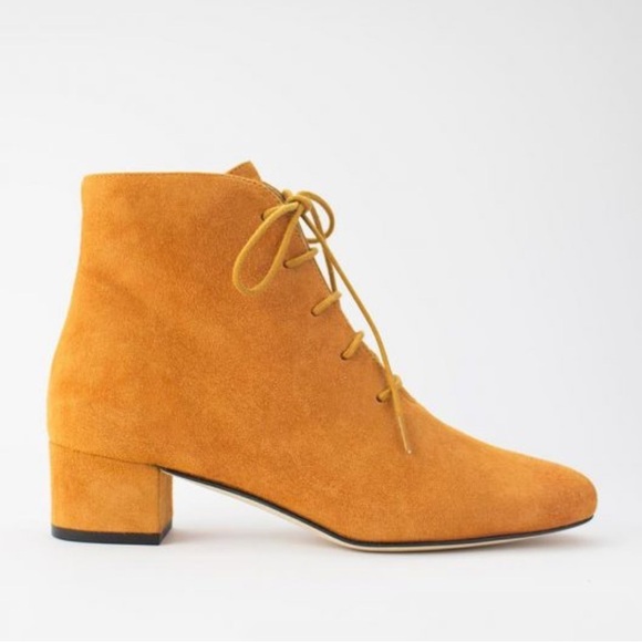 AUPRES Félicie Aurore Suede Lace Up Boots Size 36, 5.5 US Women’s Mustard Color - Picture 1 of 10